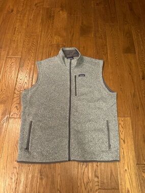 Patagonia Heather Gray Full-Zip Fleece Vest